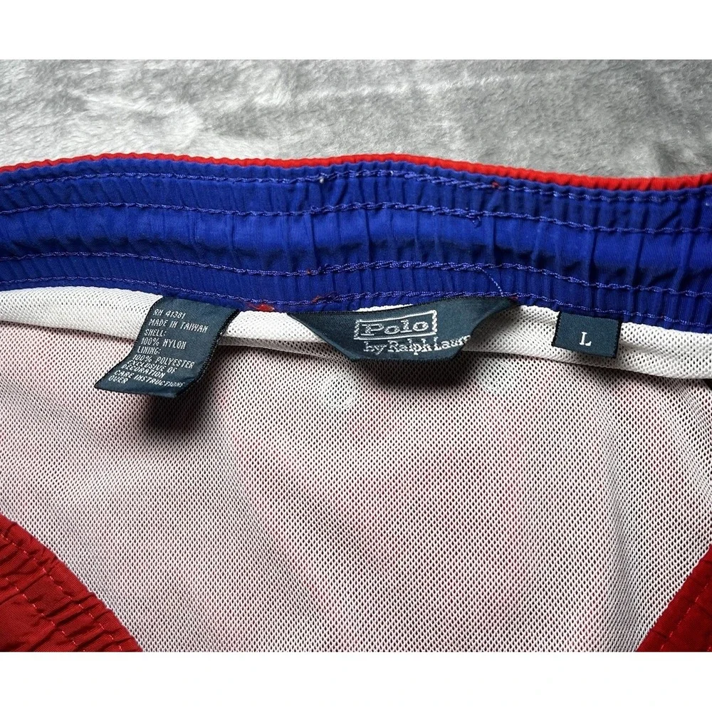 Polo Ralph Lauren Swim Trunks Men Size Large Red Embroidered Pony Logo Vintage